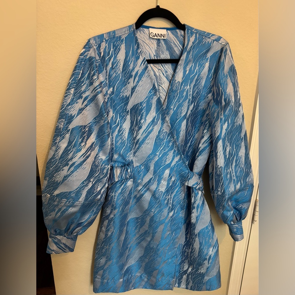 GANNI Blue and Silver Dress